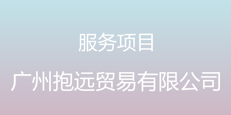 服务项目 - 广州抱远贸易有限公司