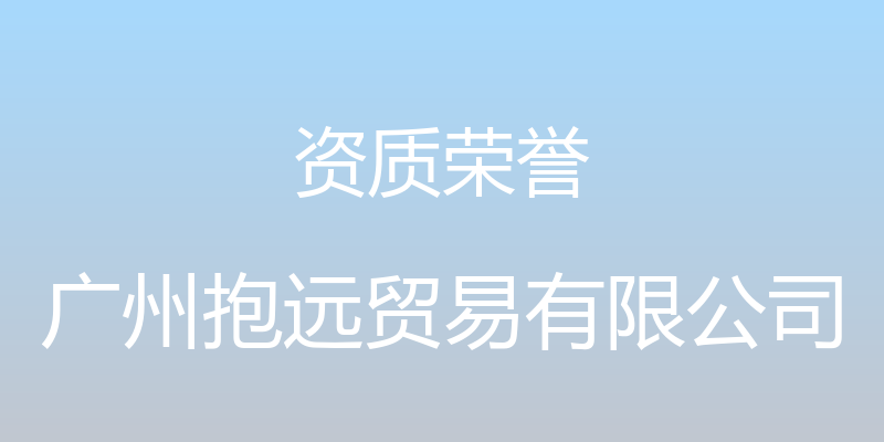 资质荣誉 - 广州抱远贸易有限公司